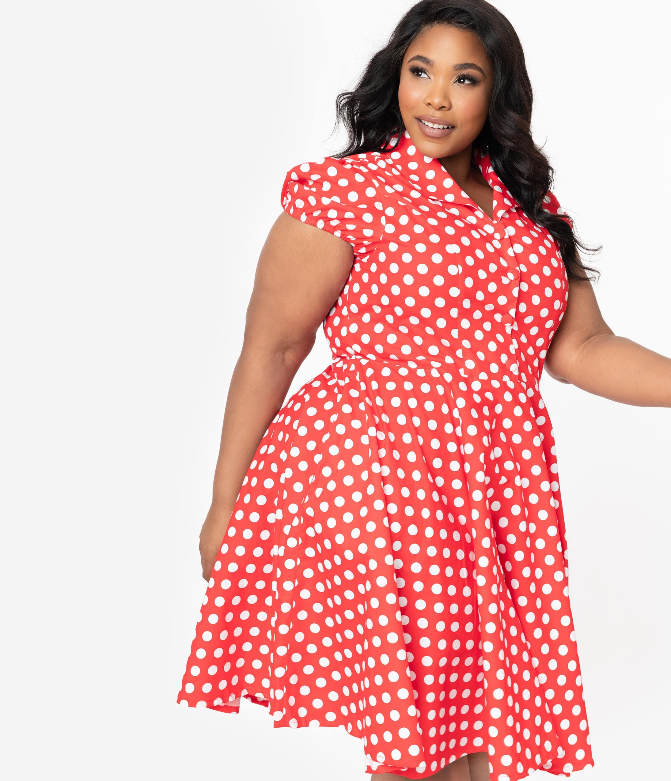 White Polka Dot Mona Swing Dress ...